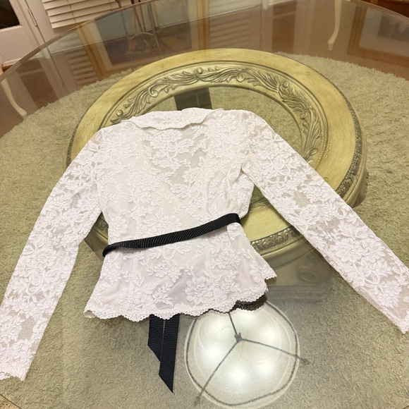 CHETTA B Blouse Sherrie Bloom Peter Noviello Lace Blouse Vintage White 6 - Picture 2 of 9